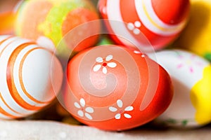 Several colorful Easter eggs close