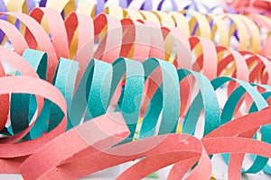 Several colourful party paper ribbons