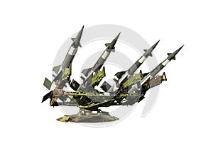 Several combat missiles Isolated on a white background. Missile weapons