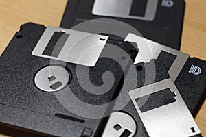 Several computer floppy disks