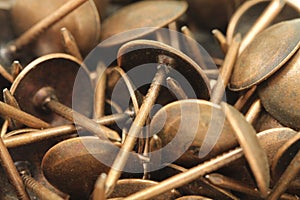 Several construction copper nails