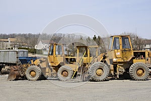 Several construction vehicles