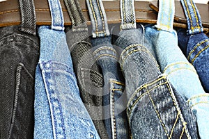 Several denim pants
