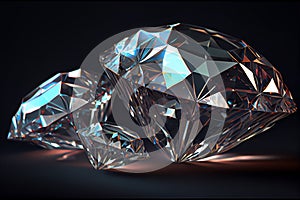 Several diamonds on a dark background. AI generated