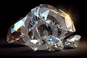 Several diamonds on a dark background. AI generated