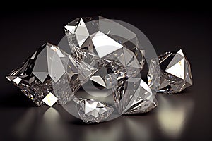 Several diamonds on a dark background. AI generated