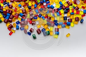 Several dyed plastic polymer resins