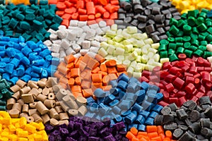 Several dyed polymer resins photo