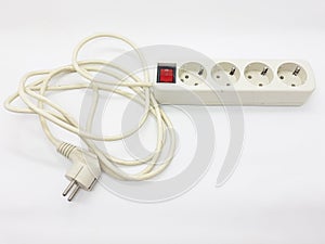Several Electric Outlet Plug with Red Switch in White Isolated Background 03
