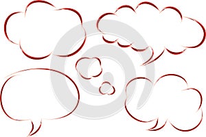 bright red colorful comic design speech bubbles set