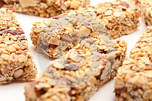 Several Granola Bars Isolated on White