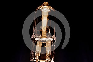 Several halogen small incandescent lamps with a blurry background