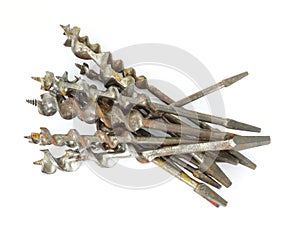 Several hand brace traditional auger drill bits