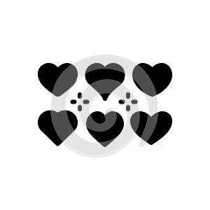 Black solid icon for Several, various and heart