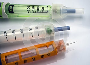 Several Injectors of insulin, conceptual image