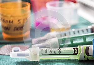 Several Injectors of insulin, conceptual image
