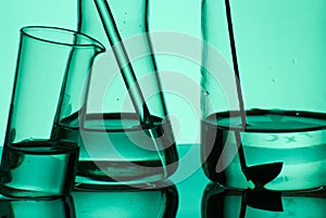 Several laboratory flasks