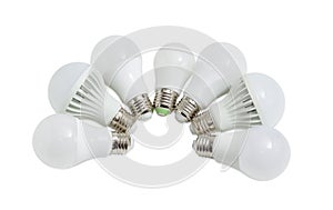 Several light emitting diode lamp on a light background