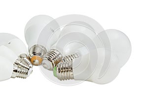 Several light emitting diode lamp on a white background