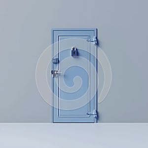 several locks in a blue door, generative AI