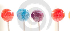 Close up view of colored lollipops