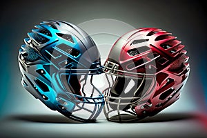 several new bright helmets for team of players in american football, generative ai