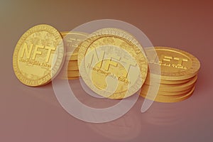 Several NFT coins. Non fungible token