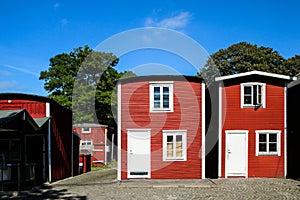 Several nice tiny wooden falun red houses for the fishermen