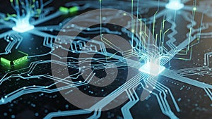 Several nodes appear interconnected resembling a network or data