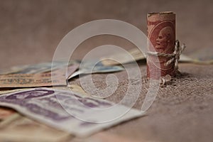 Several old Soviet banknotes