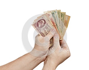 Several old Soviet banknotes