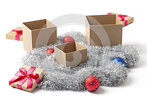 Several Open Christmas Gift Boxes