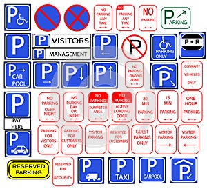 Several parking signs