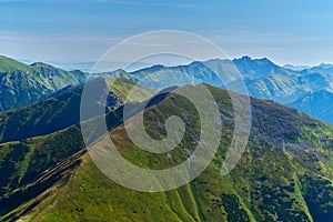 Several peaks in the Western Tatra Mountains. Polish landscape