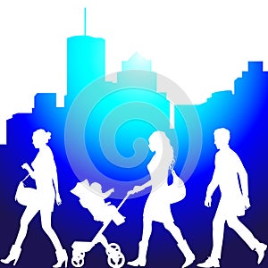 Several people, city live