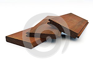 Several pieces of grooved wooden boards