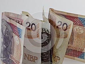 Several PLN paper money, Polish zloty, banknotes