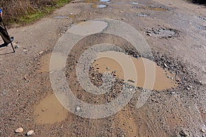 Potholes in the road photo