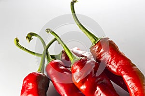 Several red hot peppers