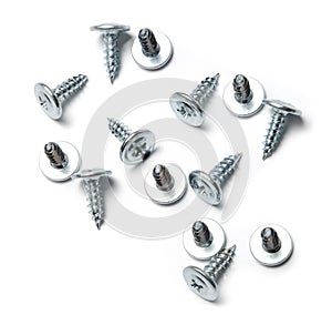 Several screws on a white background isolated.