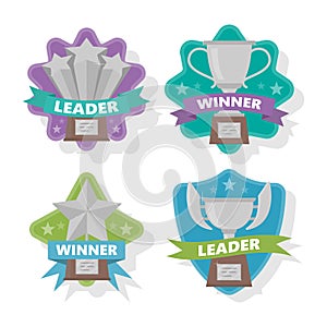 Several of silver cups for the winner. Vector illustration.