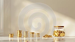 The jar of gold coins.AI generated image