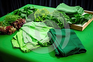 several sustainability accords spread out on a green cloth