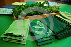 several sustainability accords spread out on a green cloth