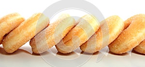 Several tasty sugared donuts