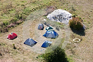 Several tents set up in the tourist camp
