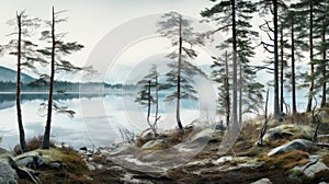 Arctic Sea Region: A Hyper-realistic Forest Painting By Michal Karcz photo