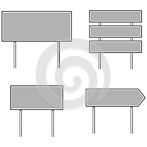 Several Types of Empty signs. Blank Road signs. vector illustration.