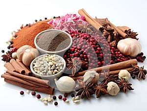 Several types of spices on the table.