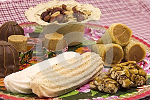 Several typical Brazilian sweets from Junina. Peanut, coconut ca